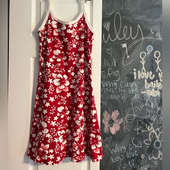 medium hawaiian red thin strap flowy dress! - Picture 2 of 5